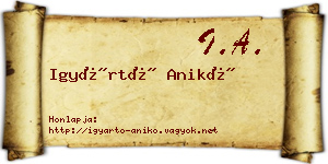 Igyártó Anikó névjegykártya